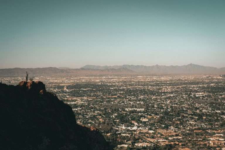 birds eye view of Phoenix from the top of Camelback Mountain