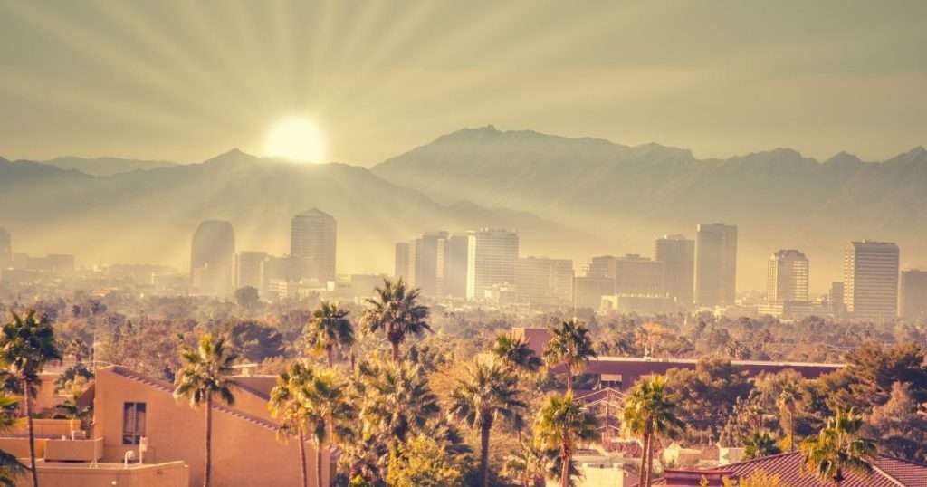 Beautiful morning sunrise over Phoenix, Arizona, USA