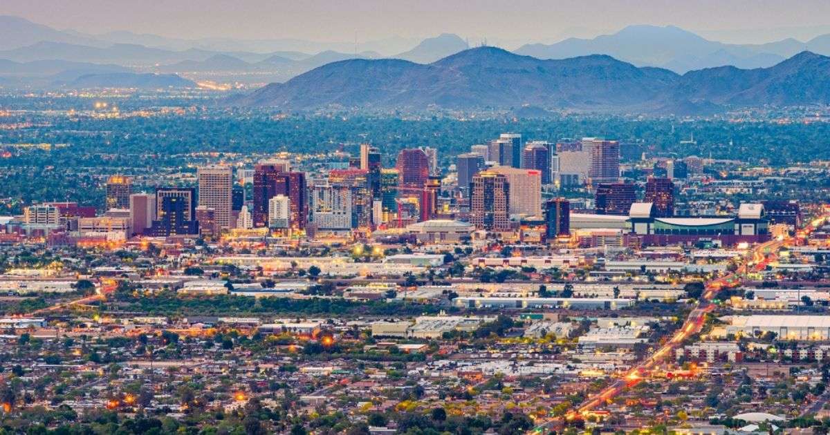 The skyline of Downtown Phoenix on a partly cloudy day