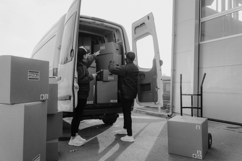 Pro movers filling moving truck