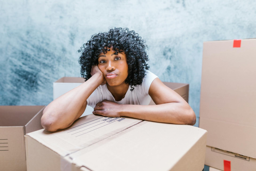 Woman with moving boxes